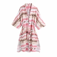 nice oversize women v neck bow lace jacket new spring autumn vogue ladies chinese style coat female tie dye kimono
