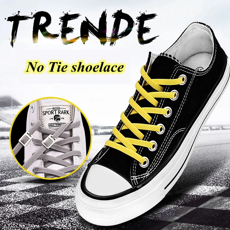 

1 pair of non-laced elastic shoelaces children adult fast lazy shoelaces flat rubber sneakers running shoelaces 24 colors