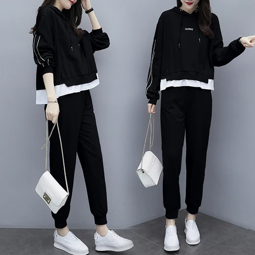 Плюс размер 5xl с капюшоном комплект из двух предметов спортивный костюм для