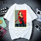 Новое поступление 2021, Мужская модная футболка, Повседневная Свободная хипстерская футболка с японским аниме, футболка с цельнометаллическим Alchemist Lust манга, уличная одежда