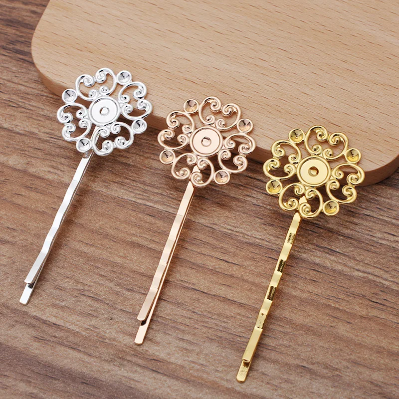 Заколки для волос с кабошоном в античном стиле бронзовым покрытием 10 шт. |