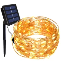 outdoor solar powered copper wire led string lights 20m 10m 5m waterproof fairy light for christmas garden holiday decoration