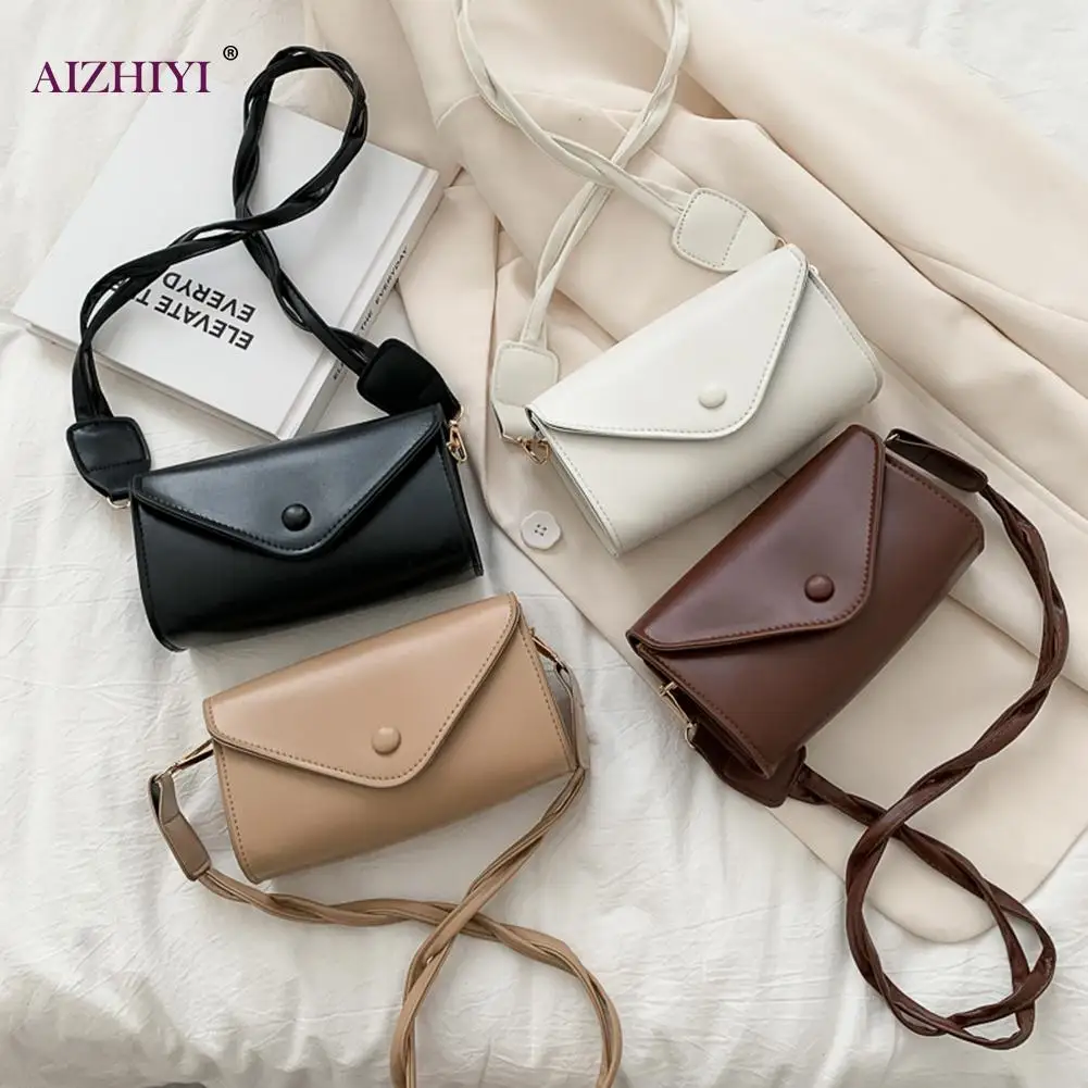 

Fashion Solid Color Women Shoulder Handbags Casual Woven Belt Small Totes Purse Female PU Leather Travel Daily Crossbody Bags