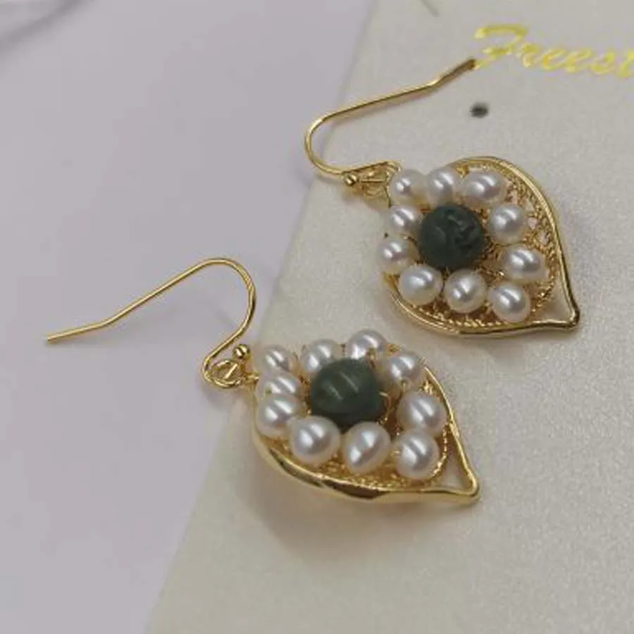 

New 14k gold filled white freshwater pearl fashion earring 17*35mm