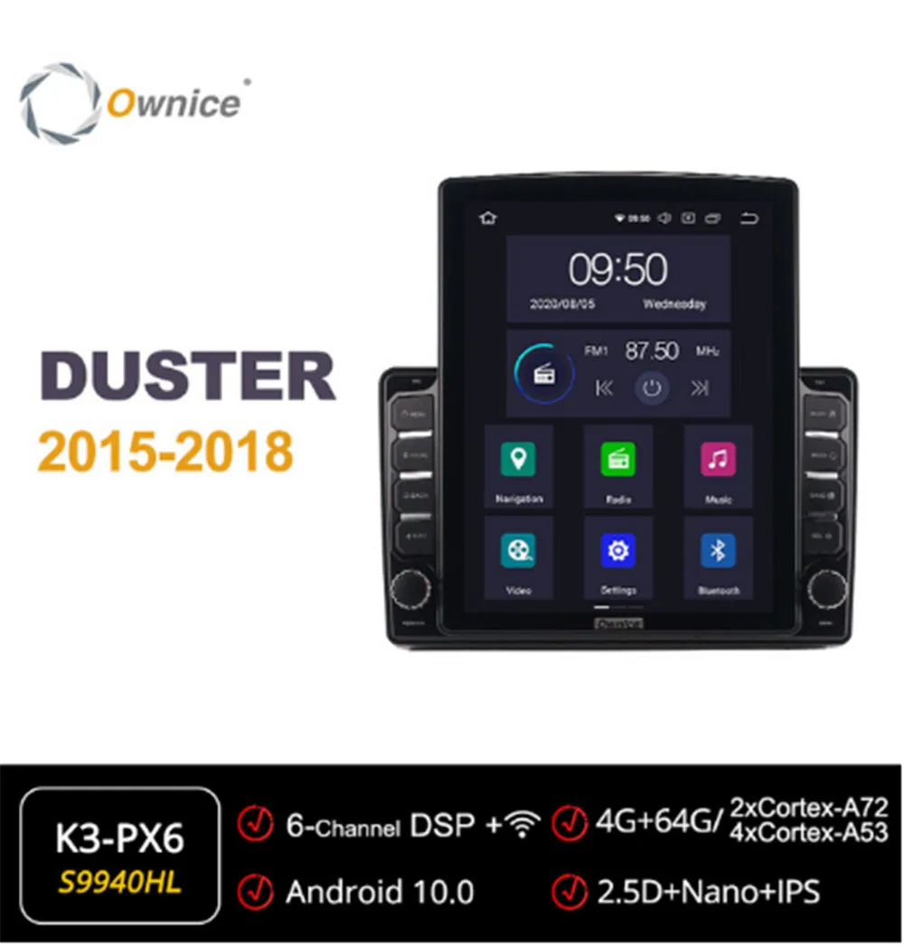 

Ownice Octa 8 Core Android 10.0 Car Radio for Renault DUSTER 2015 2016 2017 2018 GPS Multimedia Stereo PlayerTesla Style 4G
