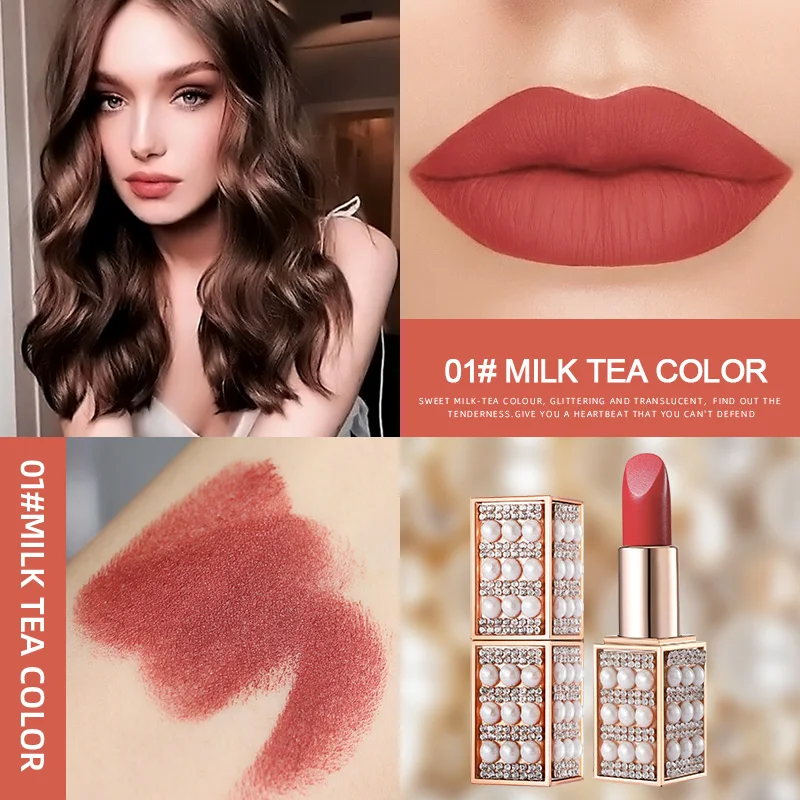 Milk Tea Color Горячая Распродажа, матовая водостойкая помада, матовая губная помада, 6 популярных цветов, помада для губ, косметическая, коричневая, красная, матовая губная помада для макияжа - Цвет: Milk Tea Color