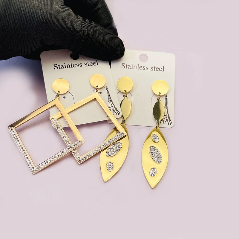 

30 Pairs/Lot Geometric Rectangle Pendant Drop Earrings Dangle Hanging Style Stainless Steel Jewelry