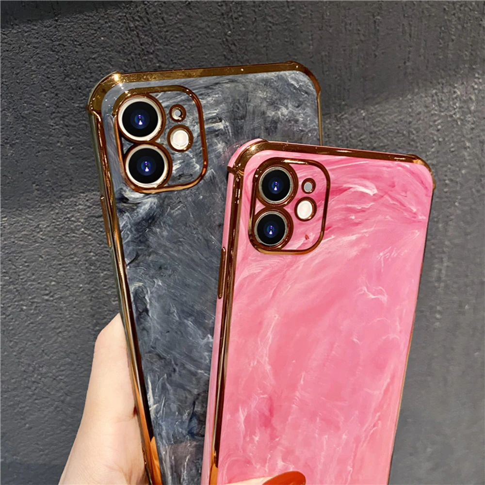 Чехол для iphone 11 Pro Max X XR XS 8 7 6 6s plus ТПУ мраморный гальванический позолоченный |