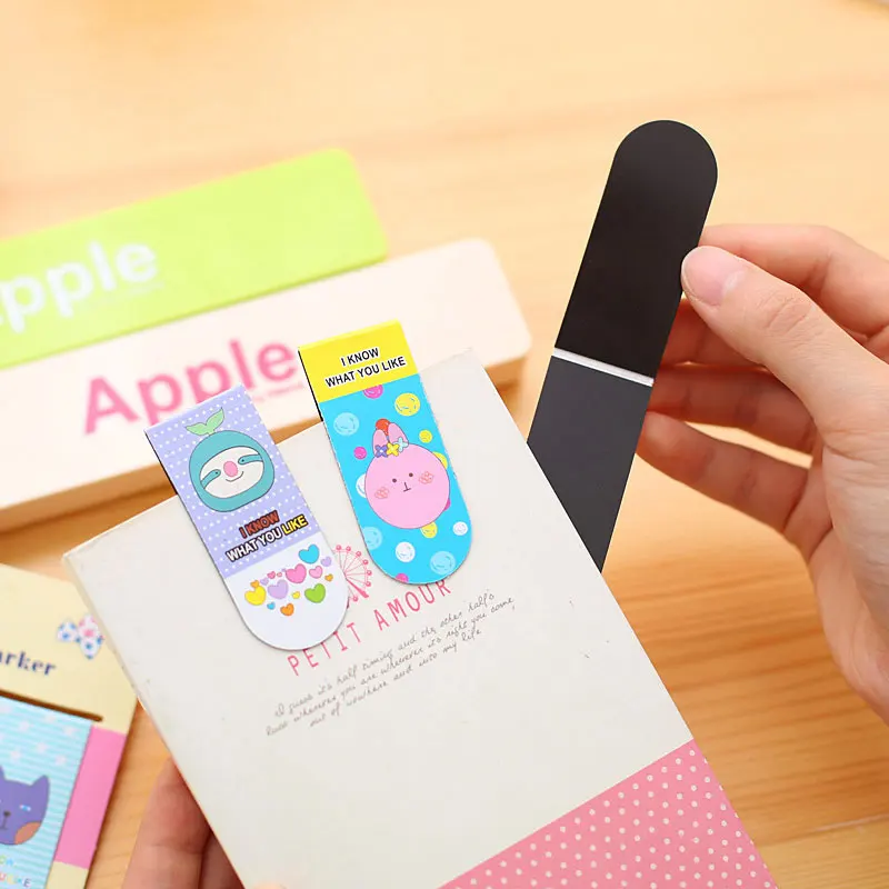 2 шт./компл. милые животные магнитные закладки книги маркер страницы школьные