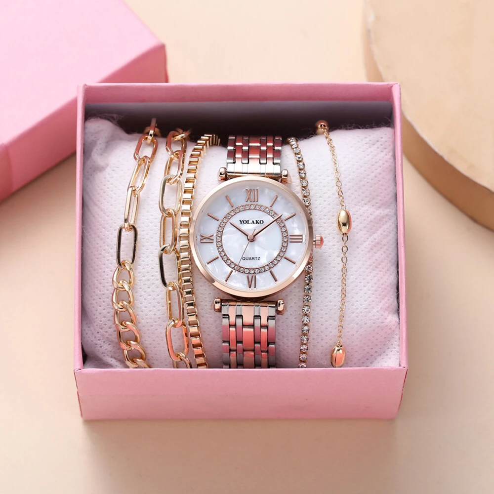 

Luxury 7pcs Set Women Watches Fashion Simple Ladies Quartz Wristwatch With Bracelets Jewlry Combination Womens Gifts Reloj Mujer
