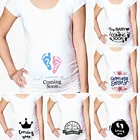 Моему ребенку в ближайшее время беременных футболка в полоску с коротким рукавом для мальчиков для беременных с коротким рукавом объявление беременности футболка новая одежда для мам; Прямая доставка