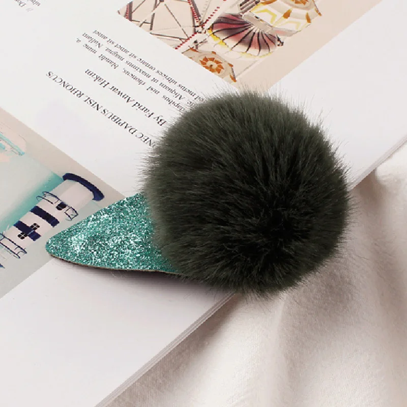 Детские мягкие заколки для волос с помпоном из искусственного меха милые женские