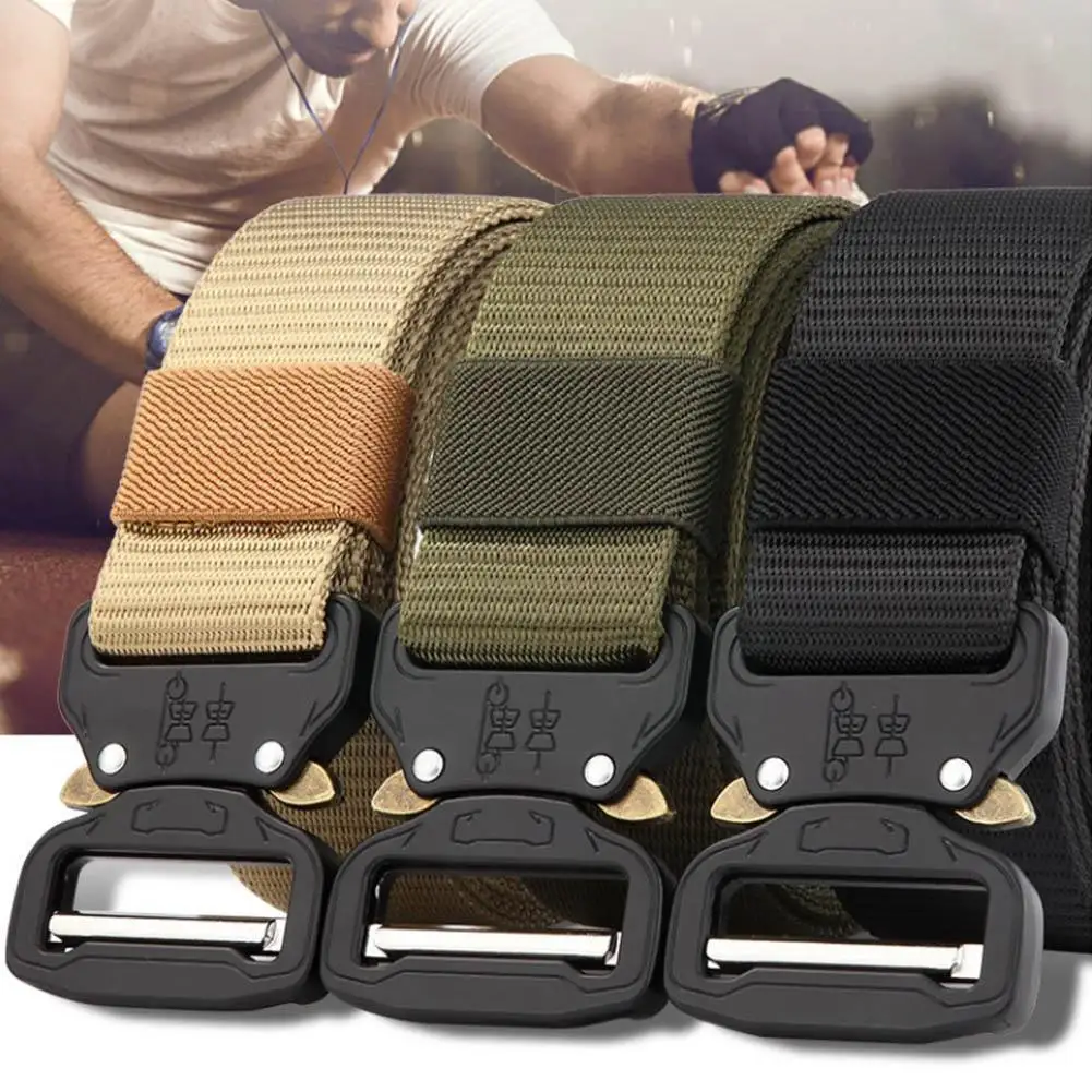 

Outdoor Tactical Belt Men Adjustable Heavy Duty Military Waist Tactical Belts Buckle with Accessories Belt Metal Nylon Hunt I5H2