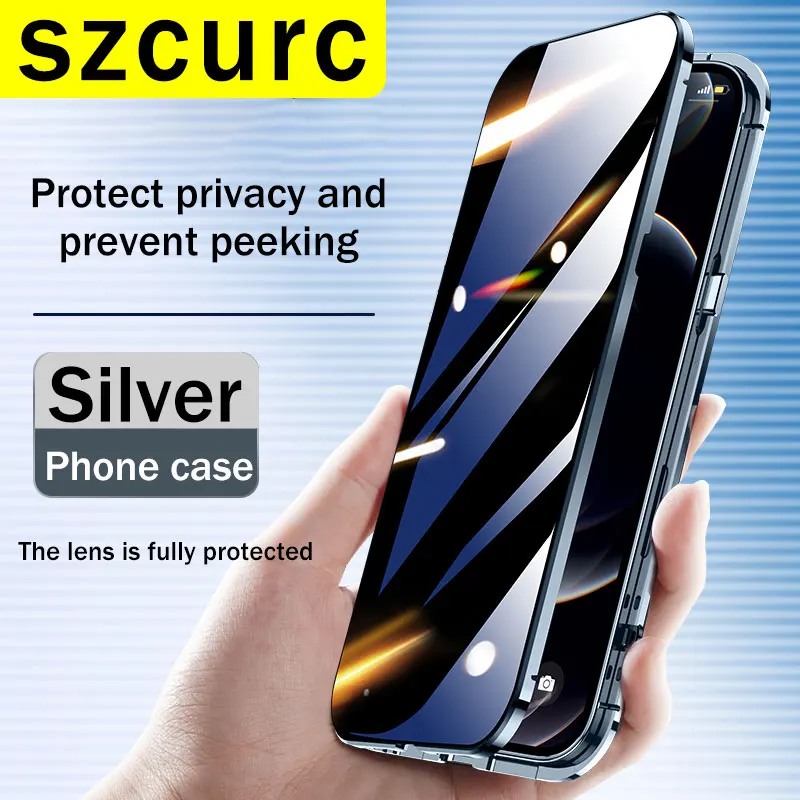 for iphone 11 pro max phone case new 360° full protection revent the peep 12mini magnetic adsorption metal glass phone cover free global shippin