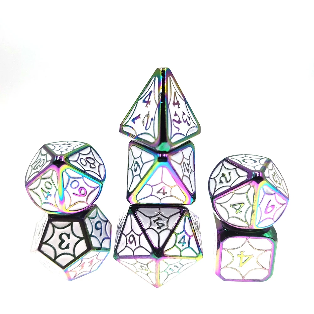 

Colorful Laser Metal Dice 7pcs Polyhedral Set Toy Card Role Playing Game Pink Digital Luxury Party MTG Pathfinder DND Dice
