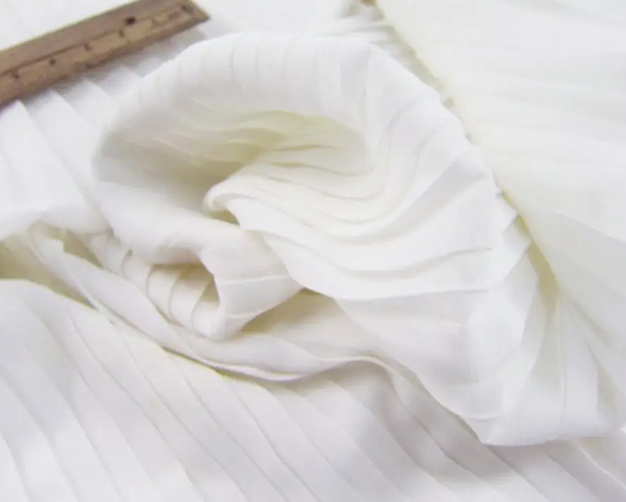 Pleated Chiffon Fabric Solid Organ Crushed Soft Breathable DIY Skirt Material | Дом и сад