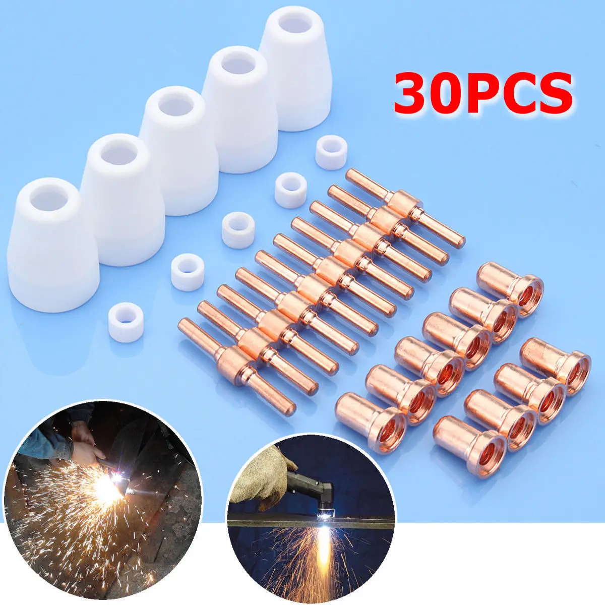 

2020 Hot Sale 30Pcs Thermal Dynamics Plasma Cutter Consumables Spare Parts Kit Tips For BPS40 Copper Electrodes