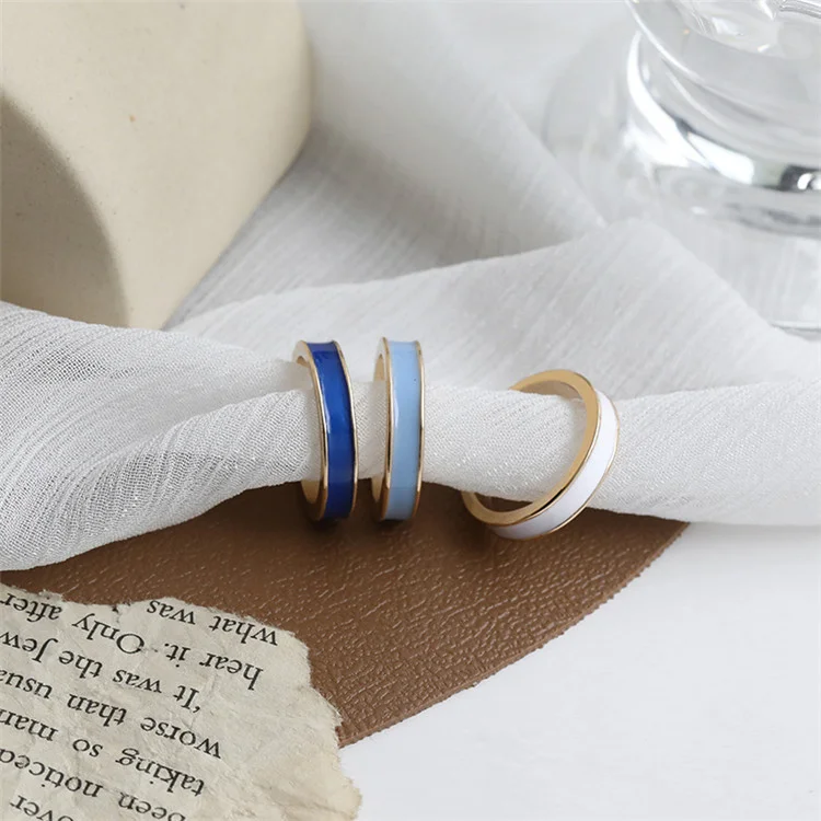 

New Fashion Metal Irregular Round Open Width Joints Index Finger Enamel Epoxy Ring Set For Women Party Jewelry Gift