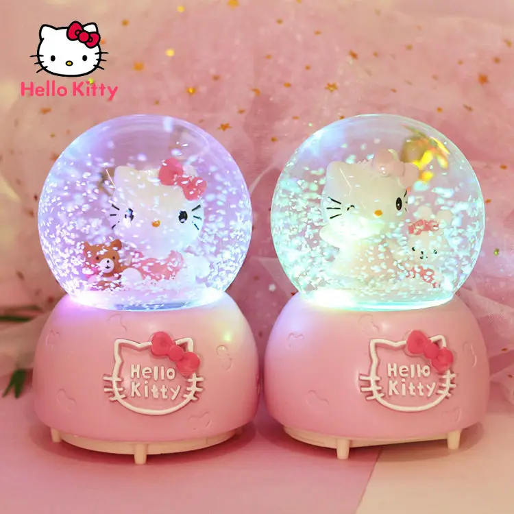 

Hello Kitty Cute Snowflake Music Music Box Crystal Ball Decoration Little Girl Child Birthday Gift Manual Snowflake