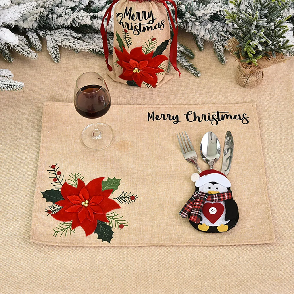 Новогодний Карманный держатель в виде Санты шапки оленя сумка для домашвечерние