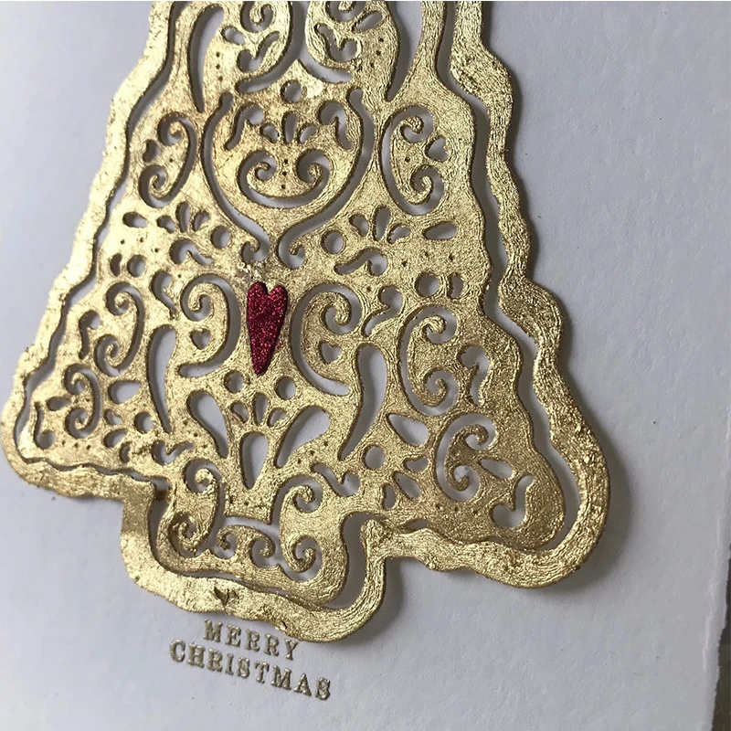 Необычные вырезанные штампы в виде дерева для изготовления открыток