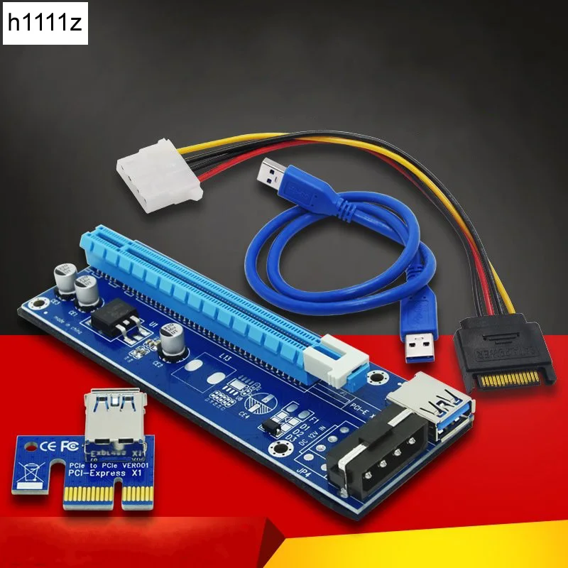 Riser VER006 переходная карта pci e 006 PCIE 1X до 16X удлинитель адаптер 60 см USB 3 0 кабель SATA 4Pin