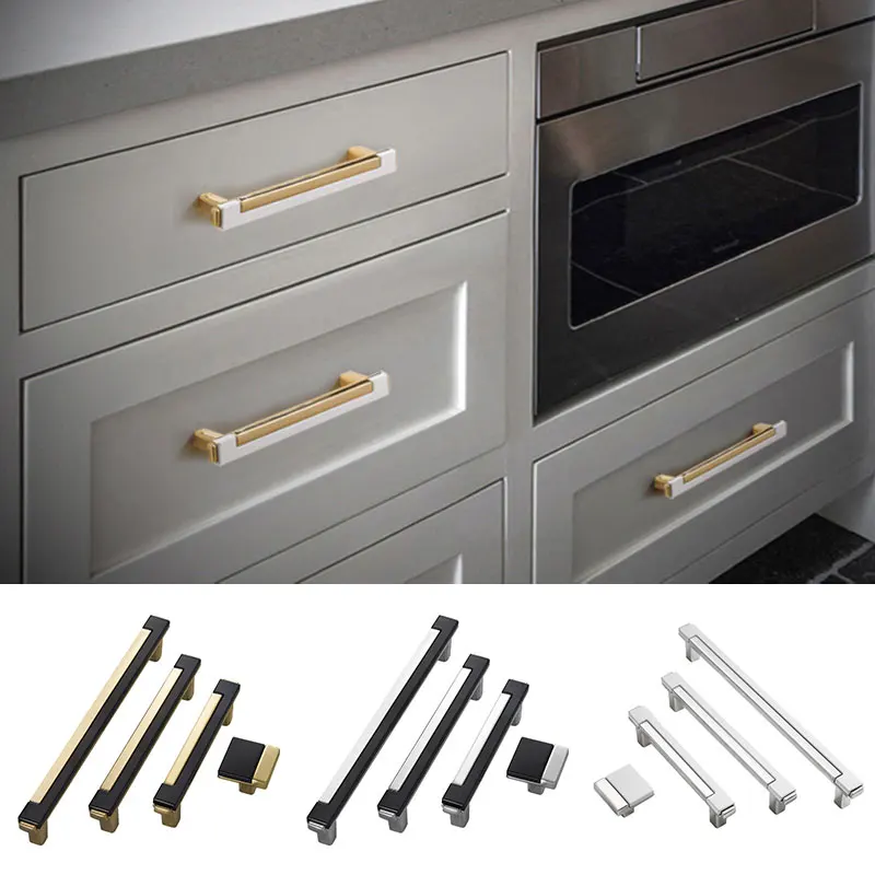 Modern Door Pull Furniture Cabinet Wardrobe Handle Drawer Kitchen Cupboard Metal Black Gold Chrome Luxury Dresser Square Knob images - 6