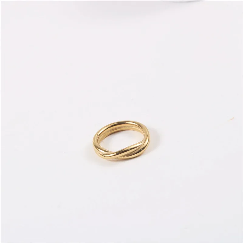 LESIEM Newest 18KGP Gold Filled size 6 7 8 female wedding ring Double Cross winding prices in euros charms | Украшения и