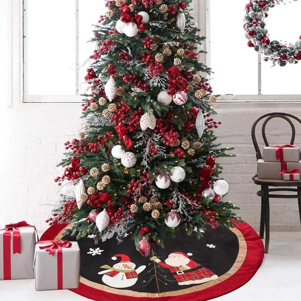 

Юбка в виде рождественской елки с орнаментом, диаметр 122 см, юбка в виде Снежинки из мешковины для елки #4C26