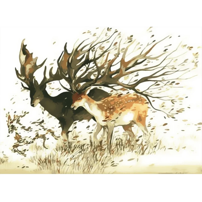 

DIY Painting By Numbers Animals Deer Figure Oil Painting HandPainted Home Decor Gift Wall Decor Canvas Drawing