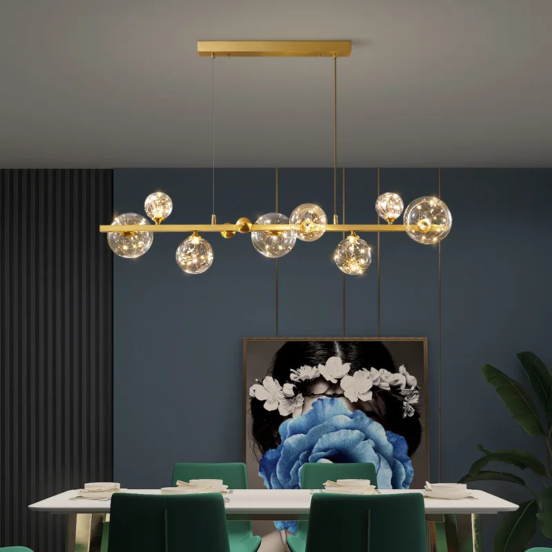 

New all copper led chandelier, family living room, bedroom, study and restaurant, Nordic sky star chandelier, 3-color light