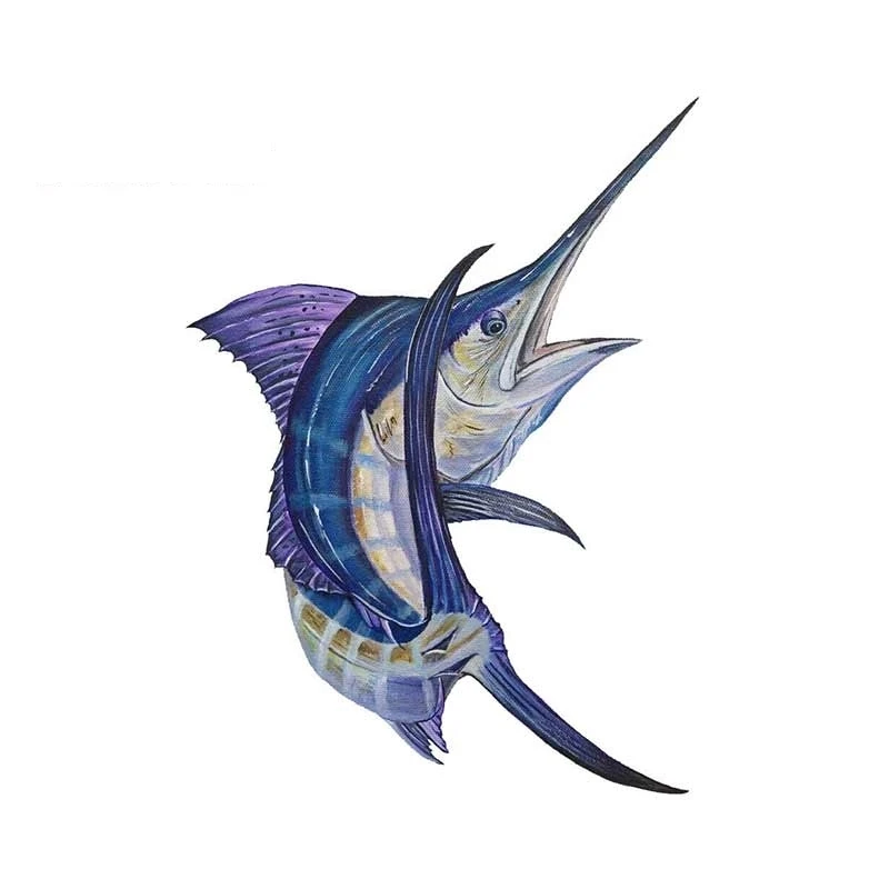 

13cm High Quality Vinyl Marlin Bent Fish Sticker Car Home Truck SUV Boat Decal Animal Car Stickers Graphics