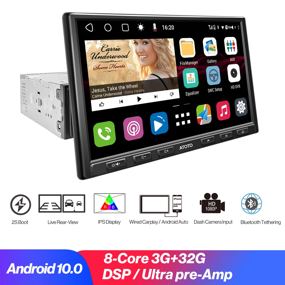 Автомагнитола на Android 8-ядерный процессор CarPlay и автомобильный двойной Bluetooth (BT1 5 0