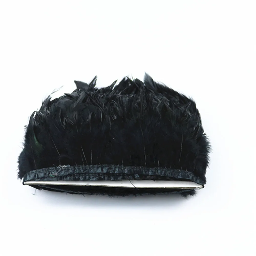 Черная юбка с петушиным воротником и перьями лента перо фазана отделка бахромой