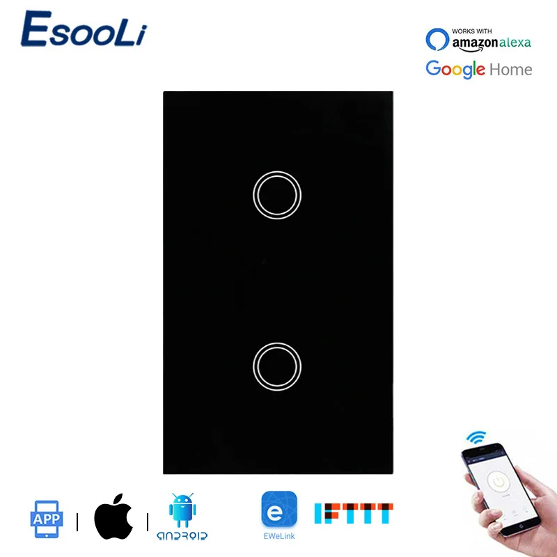 EsooLi роскошный хрустальный стеклянный стандарт США умный Wi Fi настенный сенсорный