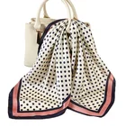 Квадратный шелковый шарф в горошек, повязка на голову 70*70 см, повязка на голову, аксессуары для волос, Женский атласный шарф для девушек, платок, бандана, шаль