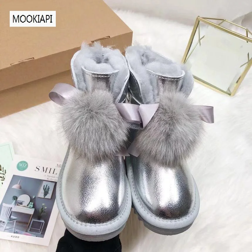 Австралийские зимние ботинки наивысшего качества г. Натуральная Воловья кожа натуральная шерсть женская обувь с модной шнуровкой четыре цвета
