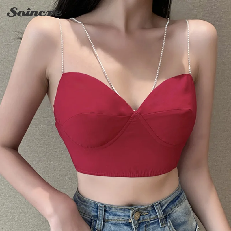 

2021 Women 's Crop Top Sexy V-neck Halter Vest Summer Sleeveless Backless Solid Color Lace Elegant Back Zipper Camisole Tank Top