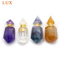 natural pull out plug type gems essential oils bottle taper hexagonal pillar perfume bottle pendant with stick for necklace