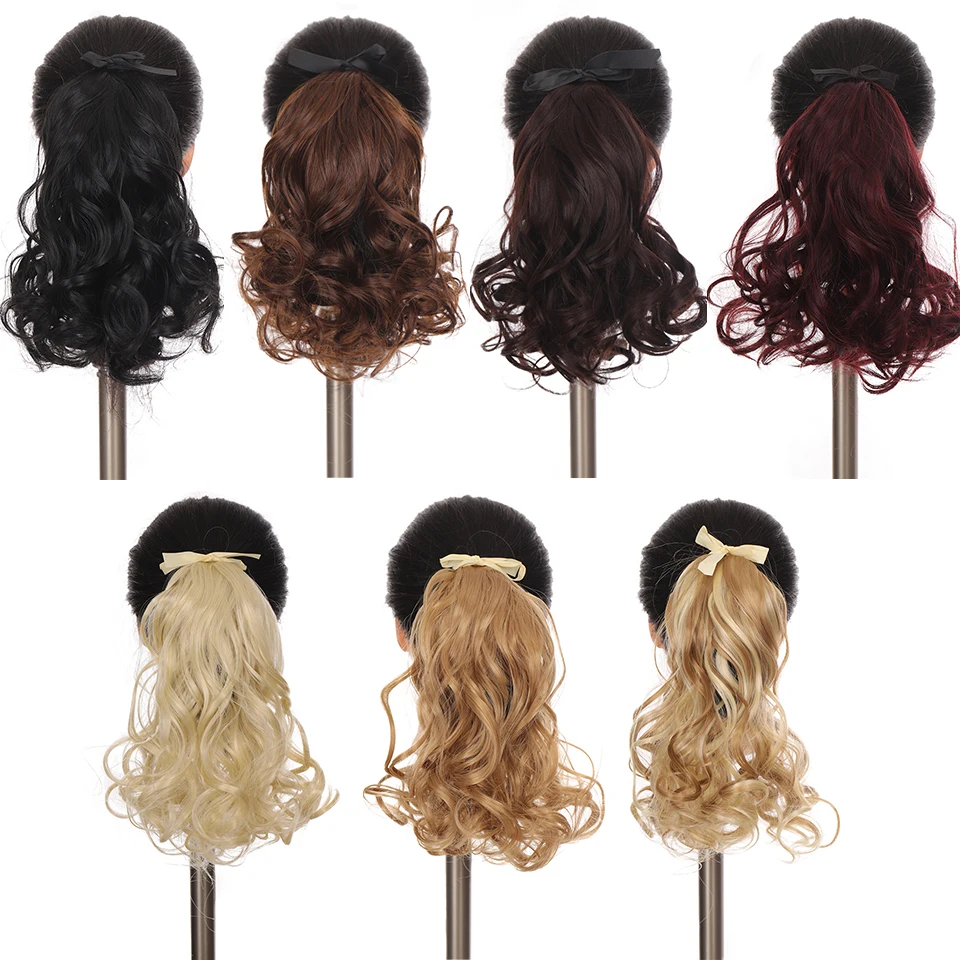 BUQI 10-Inch Synthetic Short Hair Fiber Heat-Resistant Curly With Ponytail Fake Chip-in Extensions Pony Tail | Шиньоны и парики