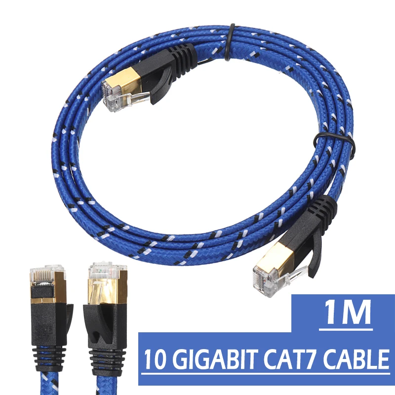 1M doble apantallado computadora enrutador Ethernet Cable RJ45 Cat7 Lan conector de...