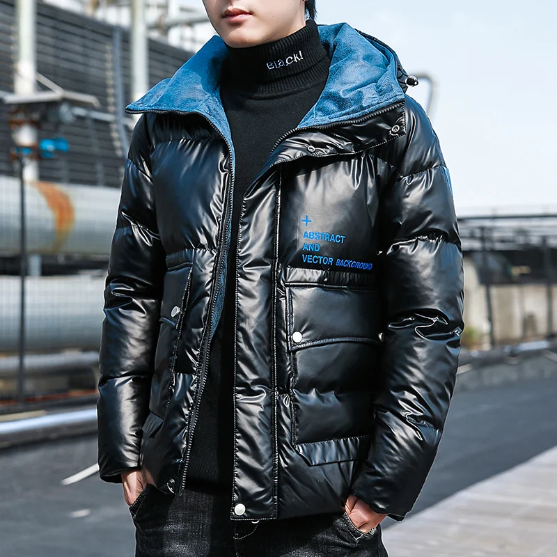 Winter Men's Coat Korean Style Thick Hooded Cotton-Padded Jackets Youth Warm Outwear Slim Fit Male Tops Clothing Casual Jacket