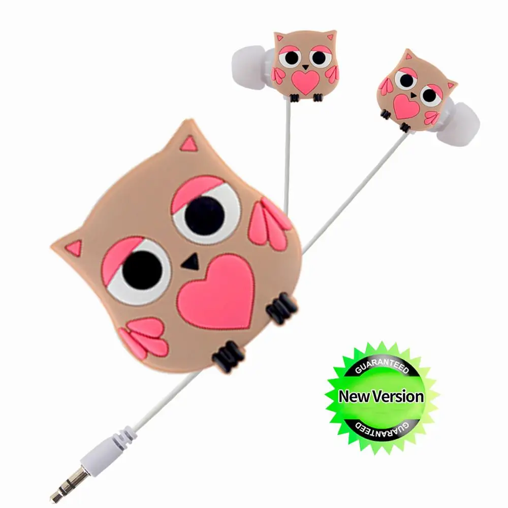Moear Cute 3.5mm Cartoon Owl 3D Stereo Earphones Kids Wired Earbuds Headsets with Winder | Электроника