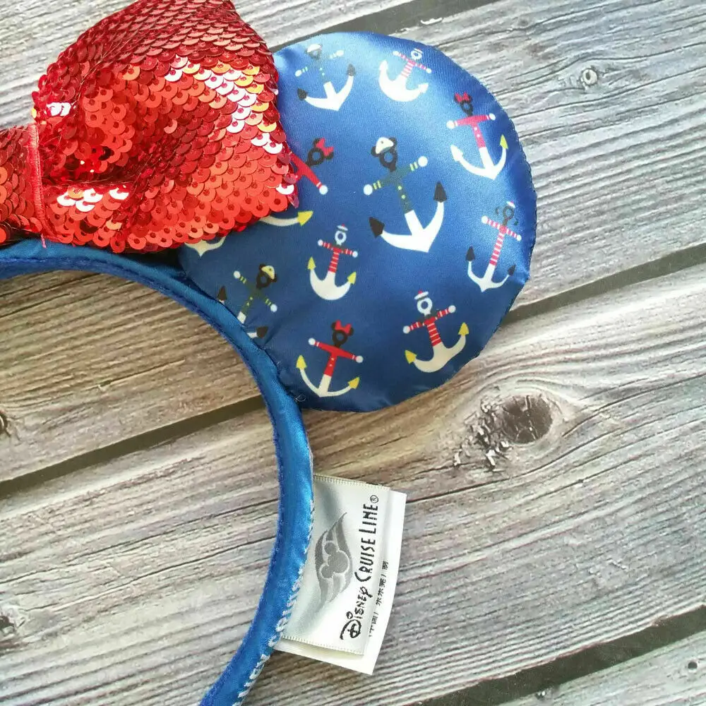 Новая повязка на голову с изображением иероглифа якоря красного цвета блестками