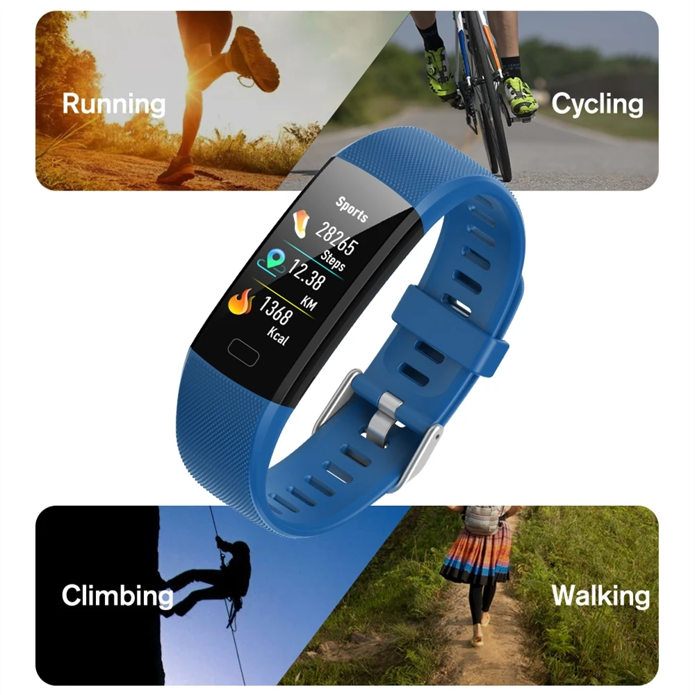 Bluetooth Смарт-часы пульсометр кровяное давление O2 монитор мульти-спортивные режимы