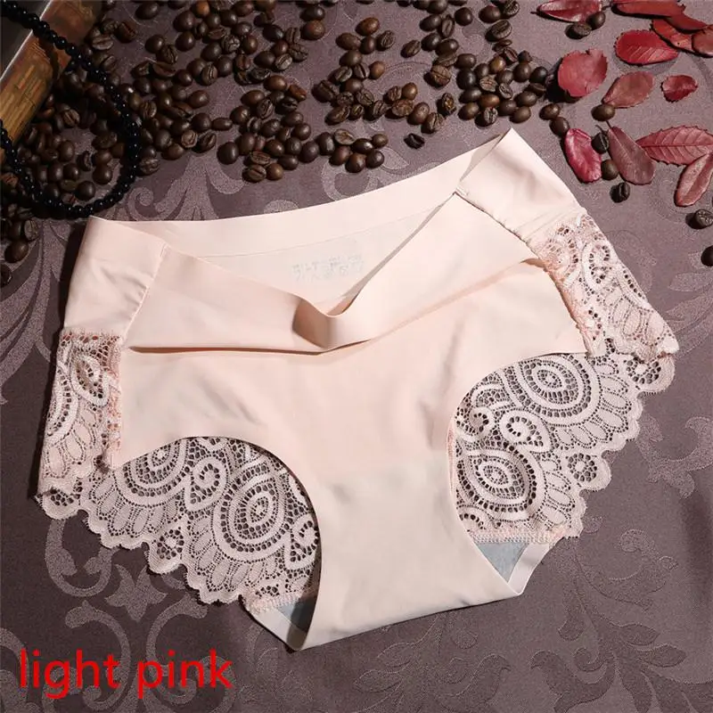Light Pink Женские трусы кружевные сексуальные трусы Бесшовные дышащие хлопковые трусы женское нижнее белье ropa interior femenina плюс размер - Цвет: Light Pink