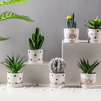simple green plants potted resin ornaments cactus green simulation plants succulent potted crafts simulation decorations