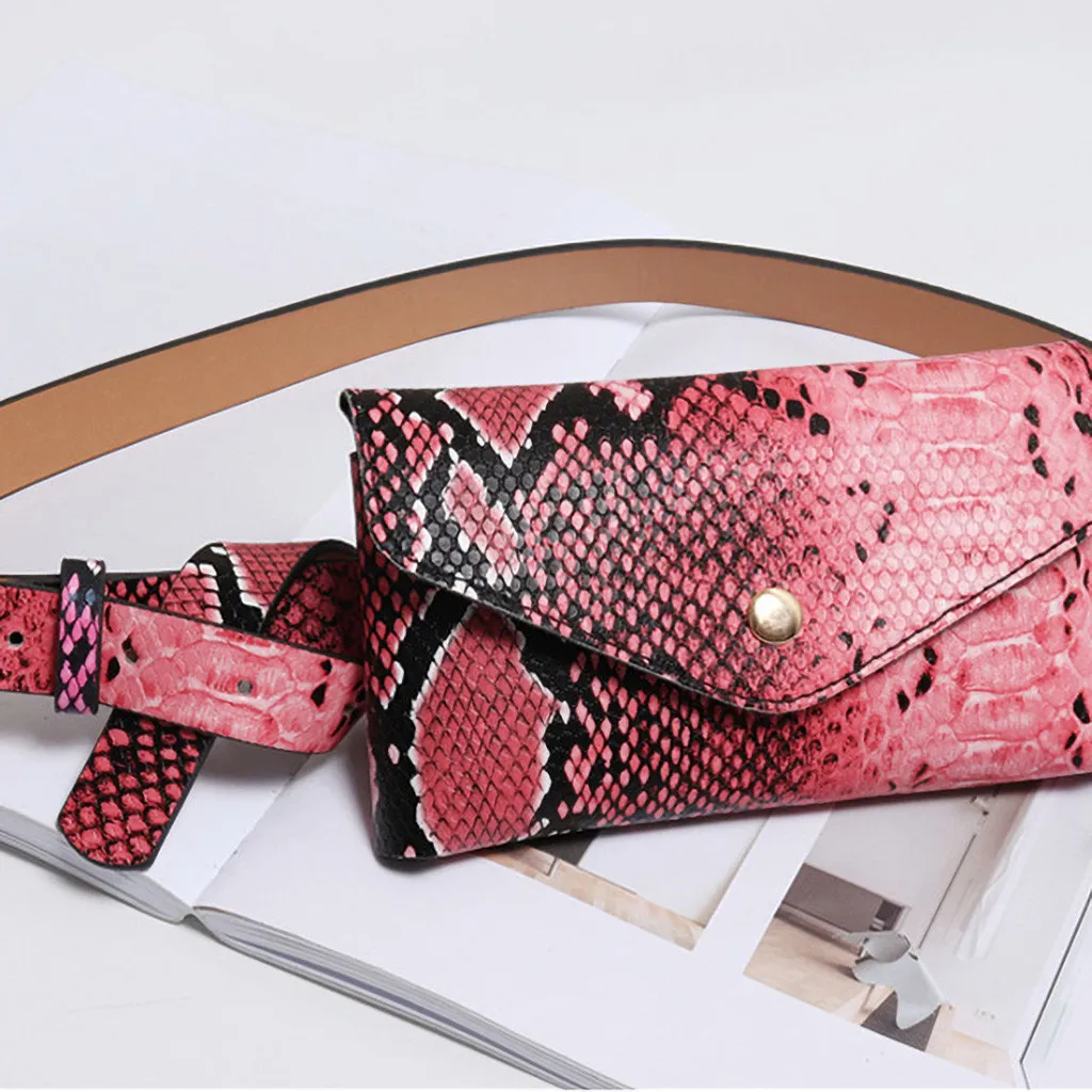 Женская поясная сумка из змеиной кожи Кожаная сумка-мессенджер на плечо 2019 |
