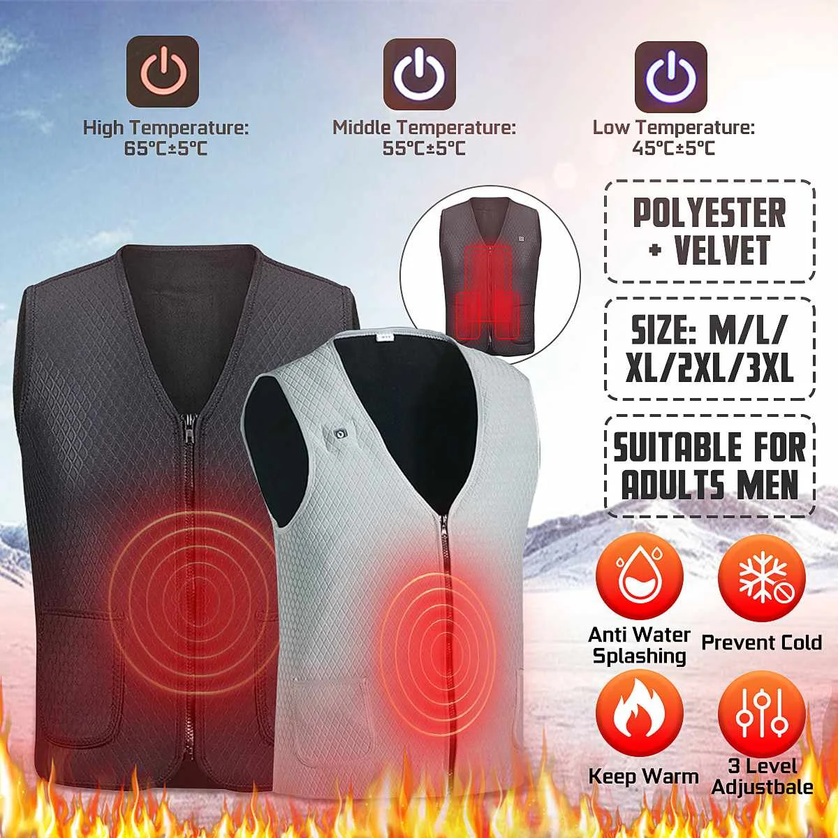 

5 Heated Vest Zones Electric Heated Jackets Men Women Sportswear Heated Coat Graphene Heat Coat USB Heating Jacket For Camping