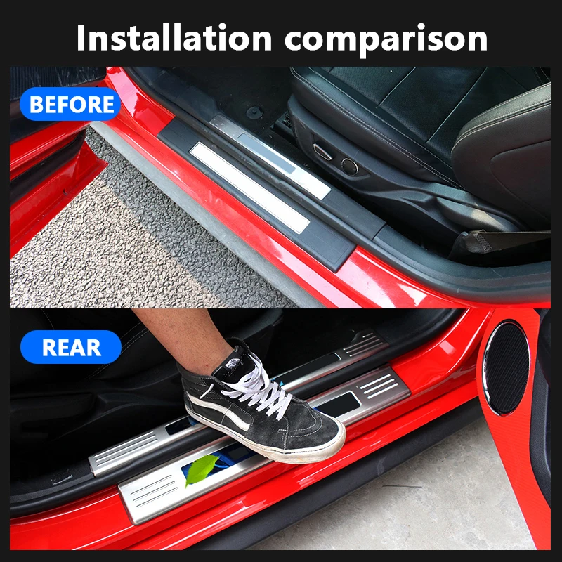 

For Ford Mustang 2015-2020 Stainless Steel Car Threshold Strip Welcome Pedal Decoration Modified Interior Accessories